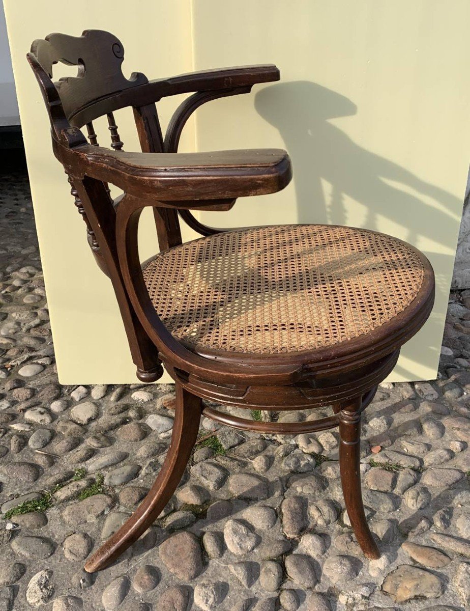 Carved Wooden Office Armchair. Thonet Vienna, Early 20th Century.-photo-1