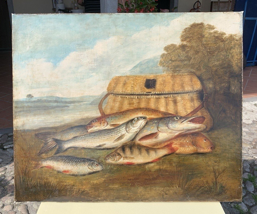 Peintre Européen (19ème Siècle) - Nature Morte De Poisson.-photo-2