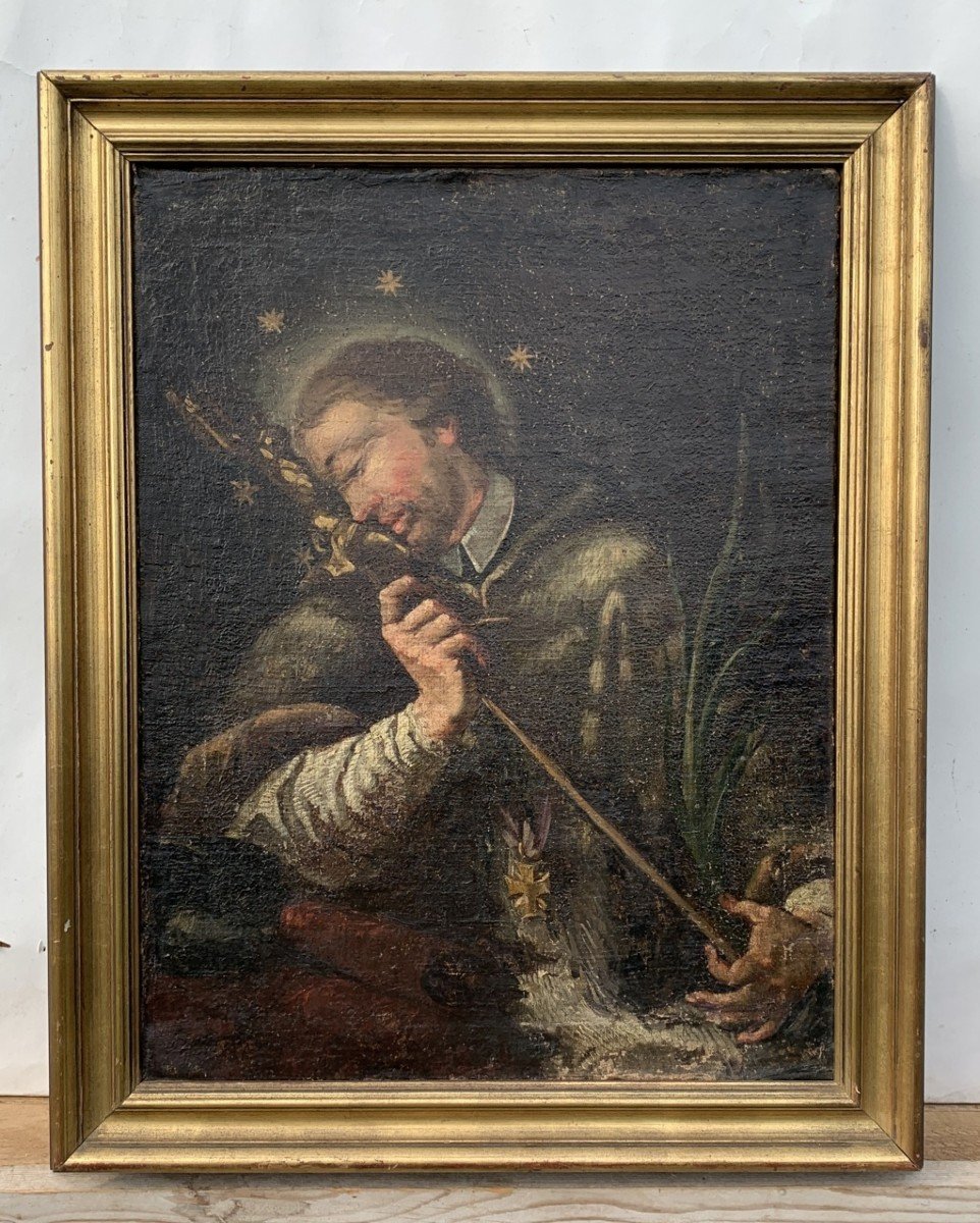 Italian Painter (18th Century) - Saint With Crucifix.-photo-2