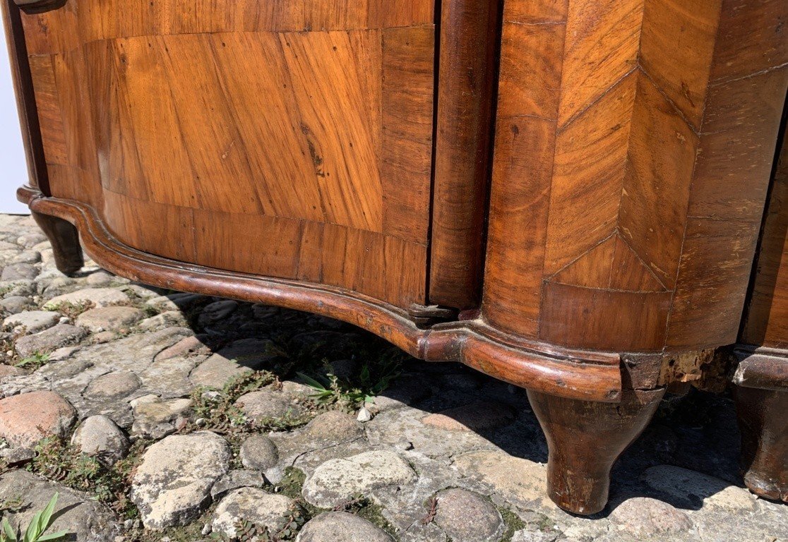 Pair Of Veneered Walnut Corner Cupboards. Venice, 18th Century.-photo-1