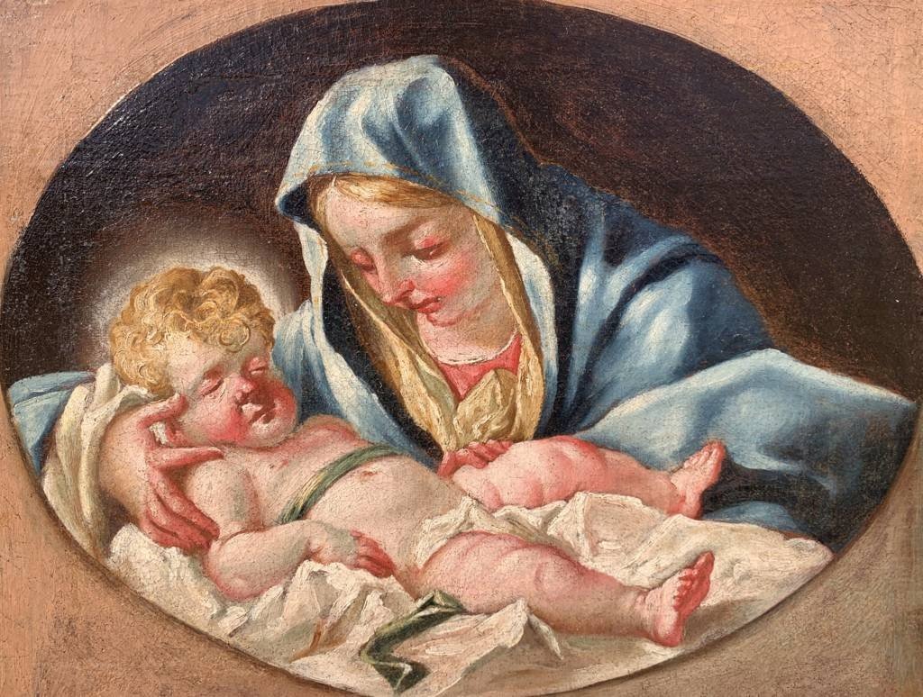 Venetian Painter (18th Century) - Madonna With Child.-photo-3