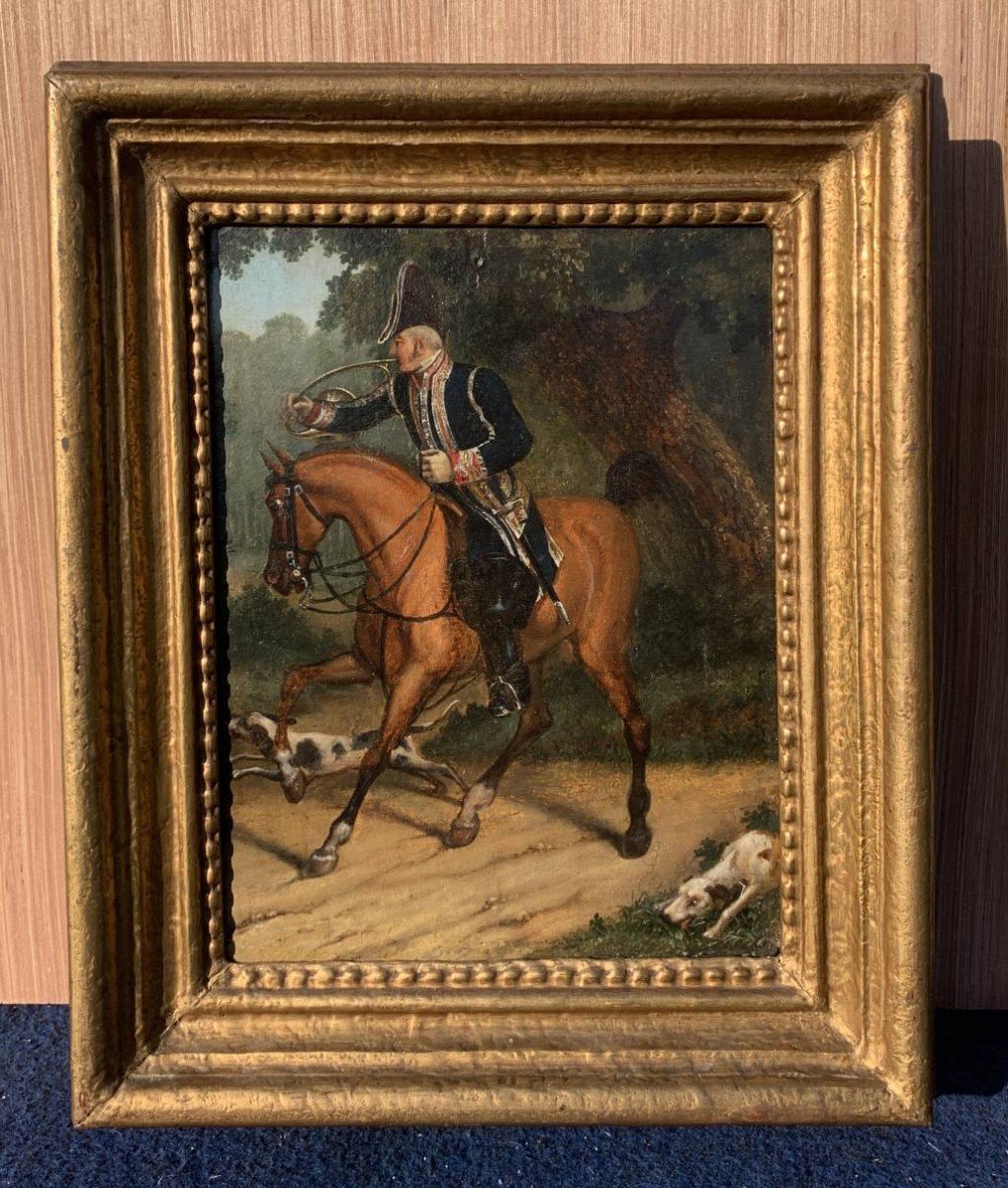 Peintre Anglais (19ème Siècle) - Cavalier Et Chasse Aux Lévriers.-photo-2