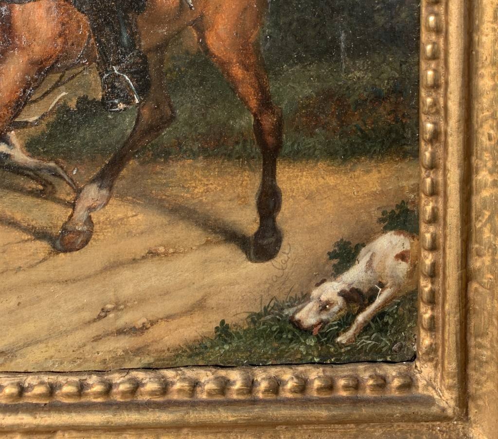 Peintre Anglais (19ème Siècle) - Cavalier Et Chasse Aux Lévriers.-photo-4