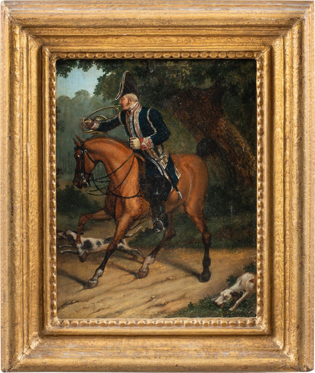 Peintre Anglais (19ème Siècle) - Cavalier Et Chasse Aux Lévriers.