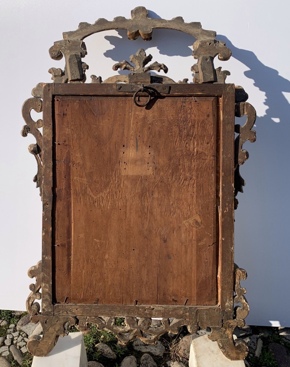 Miroir En Bois Sculpté Et Doré. Italie, XVIIIe Siècle.-photo-1