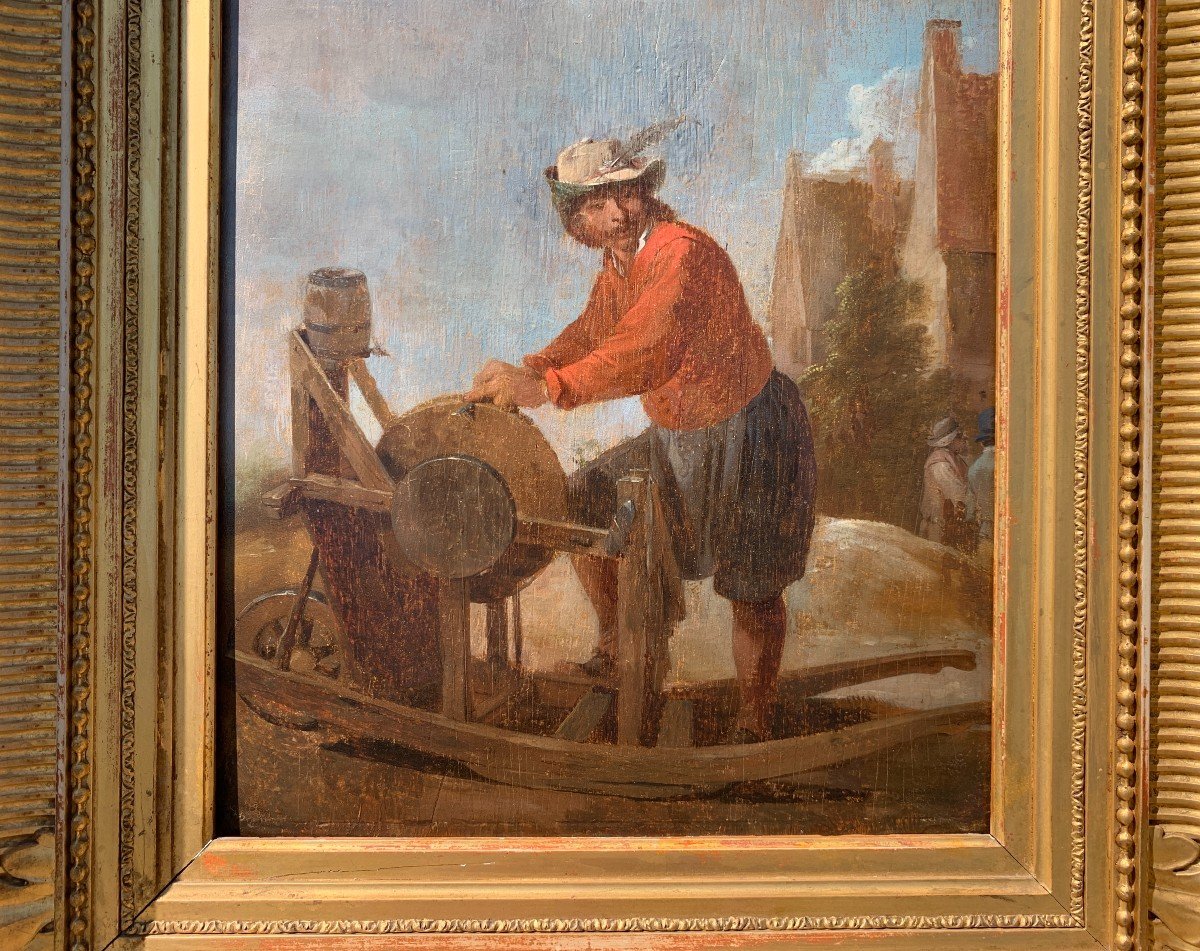 Cercle De David Teniers Le Jeune (anvers 1610 - Bruxelles 1690) - Affûteur De Couteaux.-photo-3