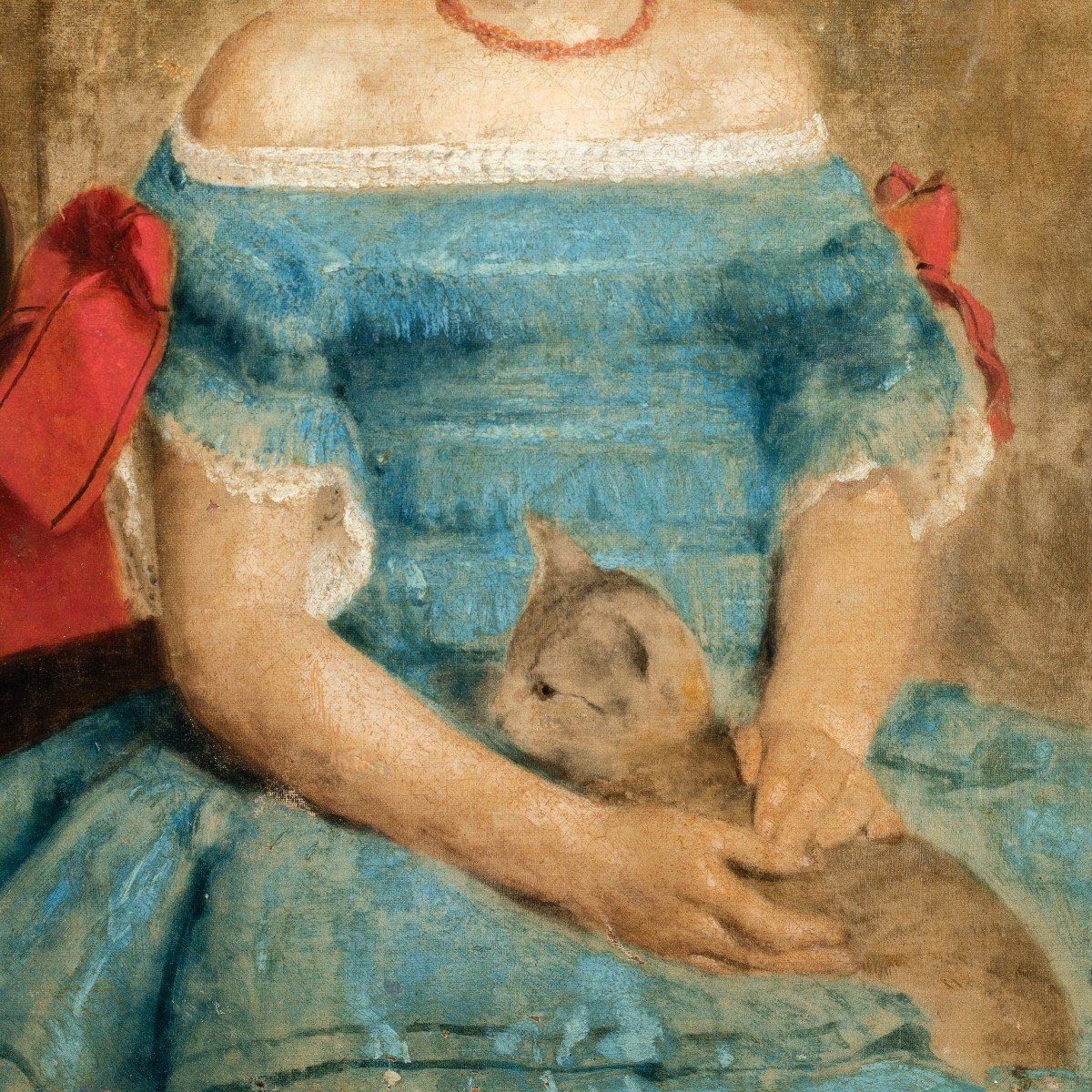 Peintre Anglais (fin XIXème Siècle) - Petite Fille Au Chaton.-photo-3