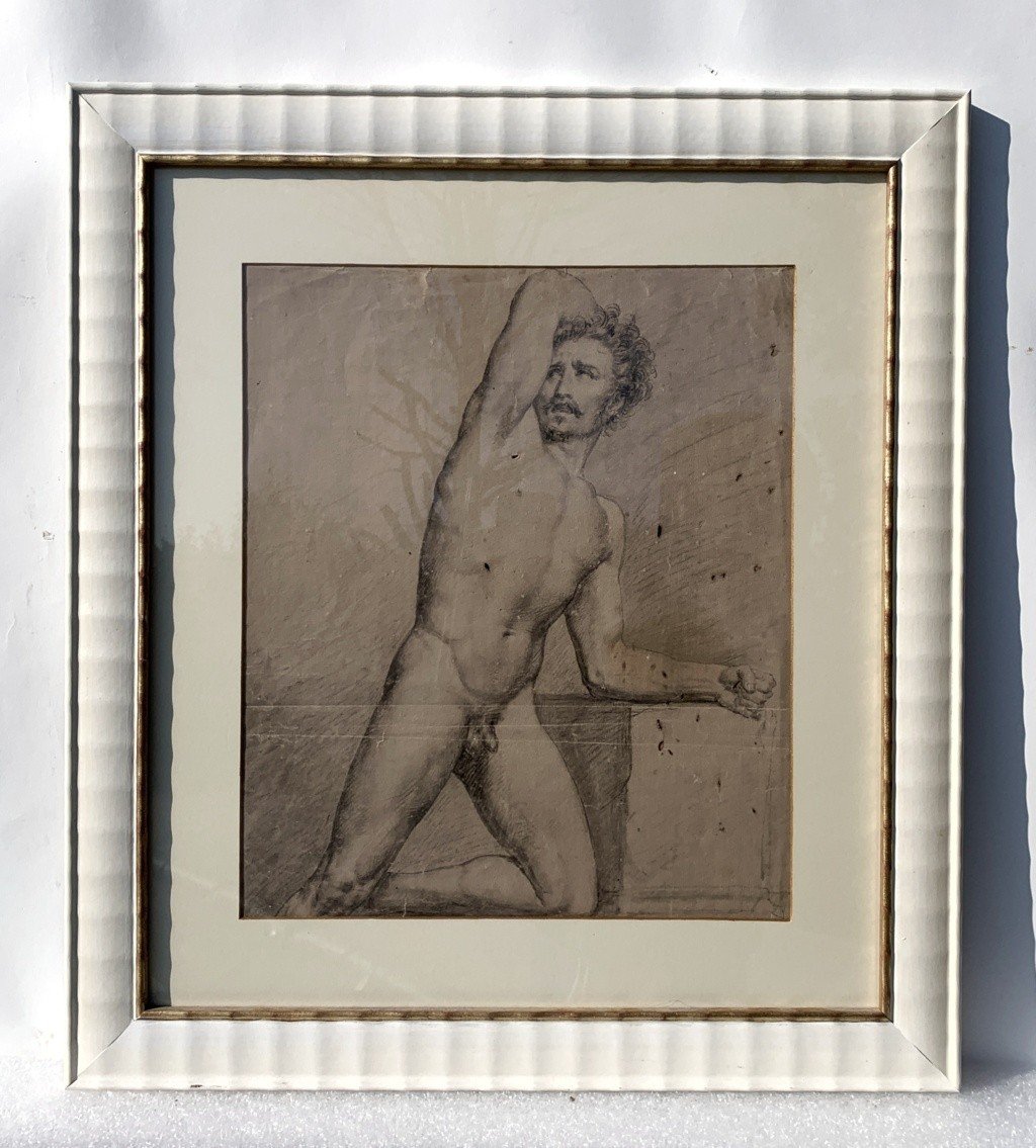 Italian Painter (19th-20th Century) - Academic Male Nude.-photo-3