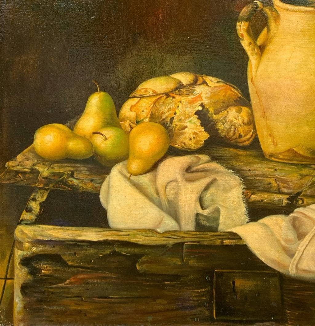 Italian Painter (19th-20th Century) - Still Life With Vase And Pears.-photo-3