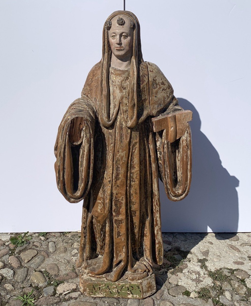 Carved Wooden Sculpture - San Mauro. Italy, 16th Century.-photo-3