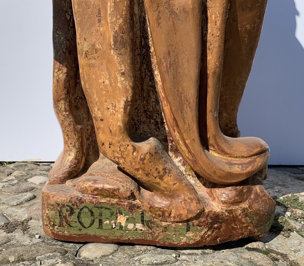 Carved Wooden Sculpture - San Roberto. Italy, 16th Century.-photo-4