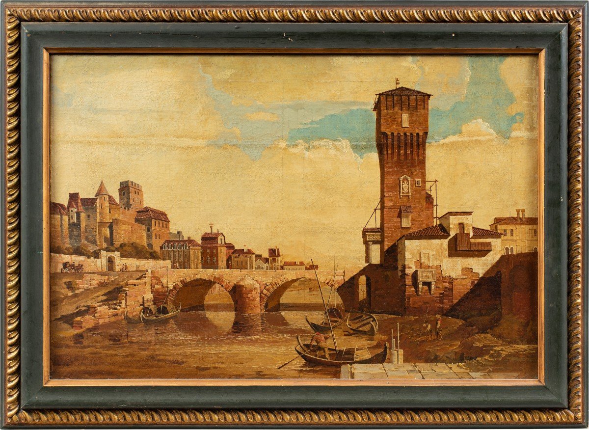 Peintre Italien (19ème Siècle) - Vue De Vérone.