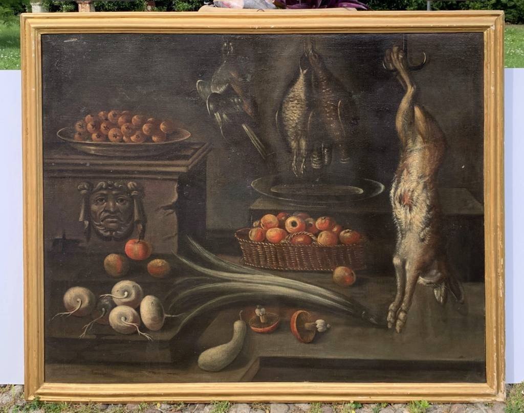 Maître Italien (début XVIIème Siècle) - Nature Morte Aux Fruits, Légumes Et Gibier.-photo-3