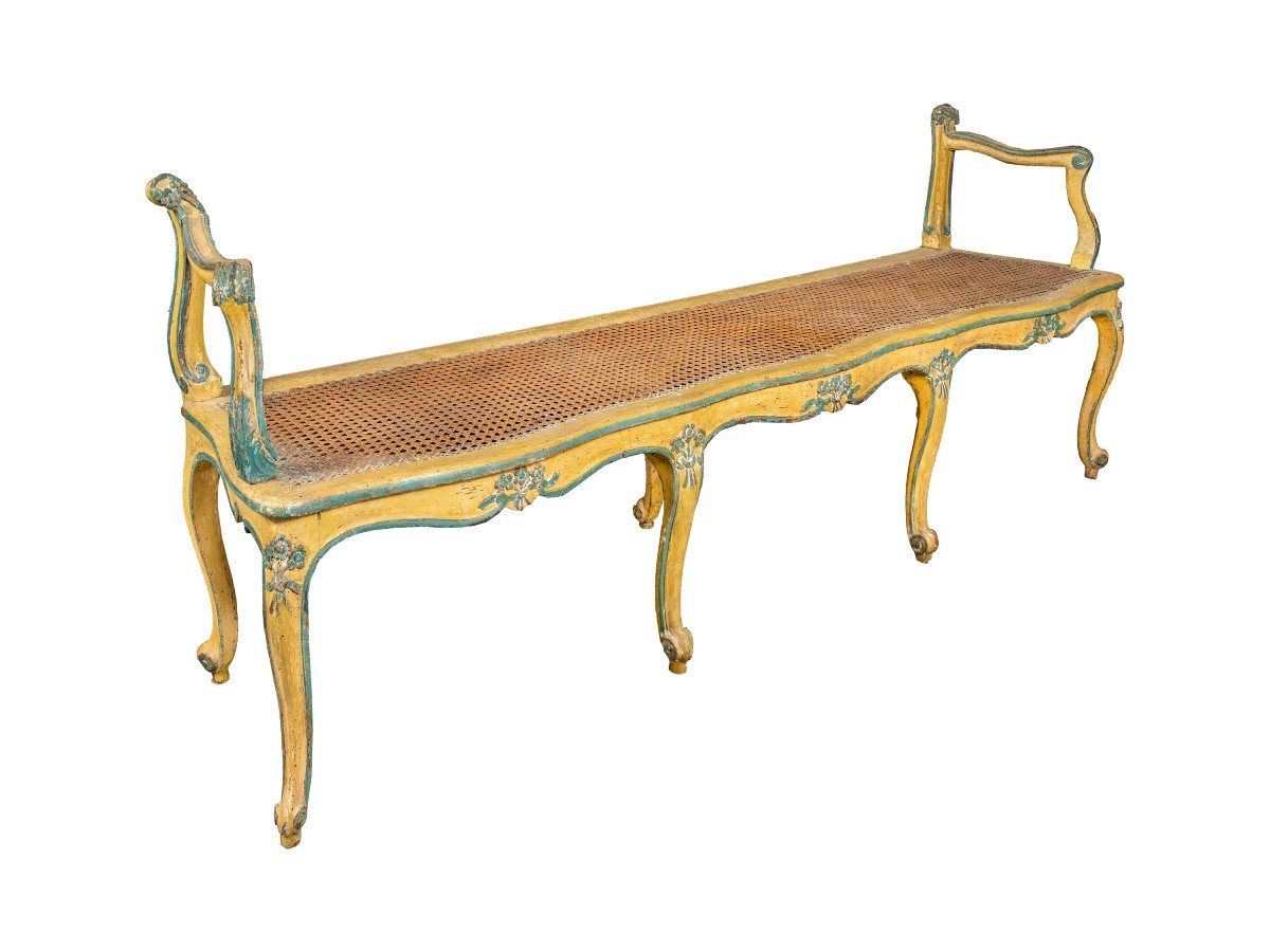 Banc En Bois Laqué Et Peint. Venise, XVIIIe Siècle.-photo-2