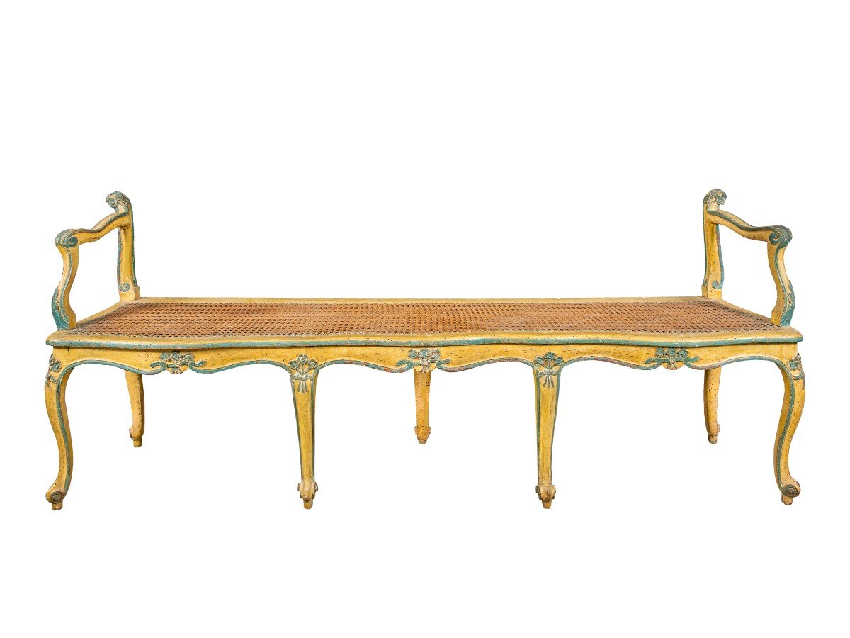 Banc En Bois Laqué Et Peint. Venise, XVIIIe Siècle.