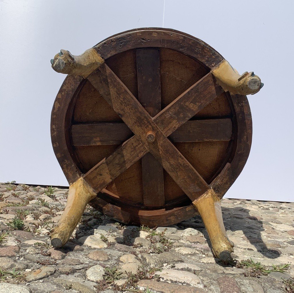 Paire De Fauteuils Pivotants En Bois Laqué Et Peint. Venise, XVIIIe Siècle.-photo-1