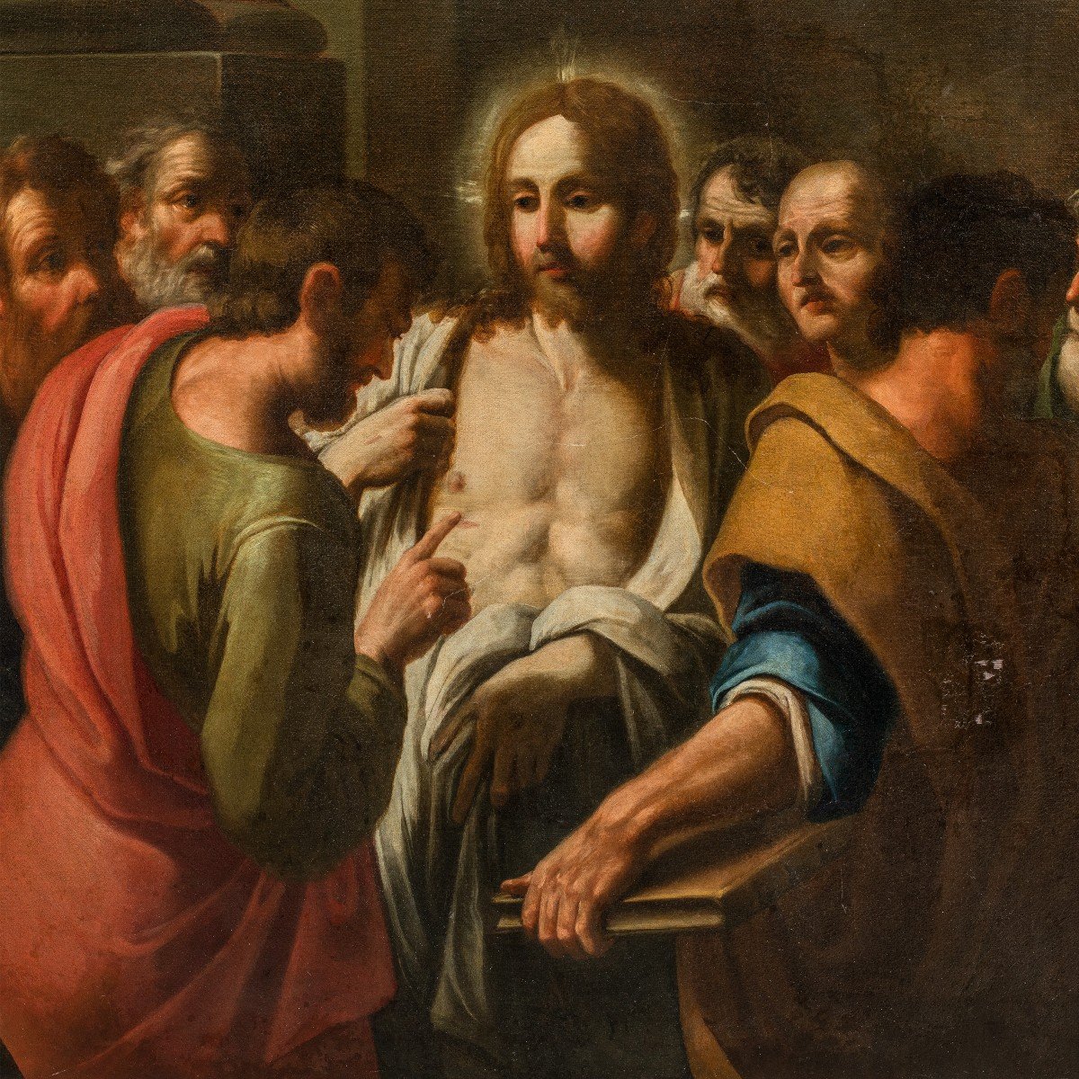 Italian Painter (17th Century) - Incredulity Of Saint Thomas.-photo-2