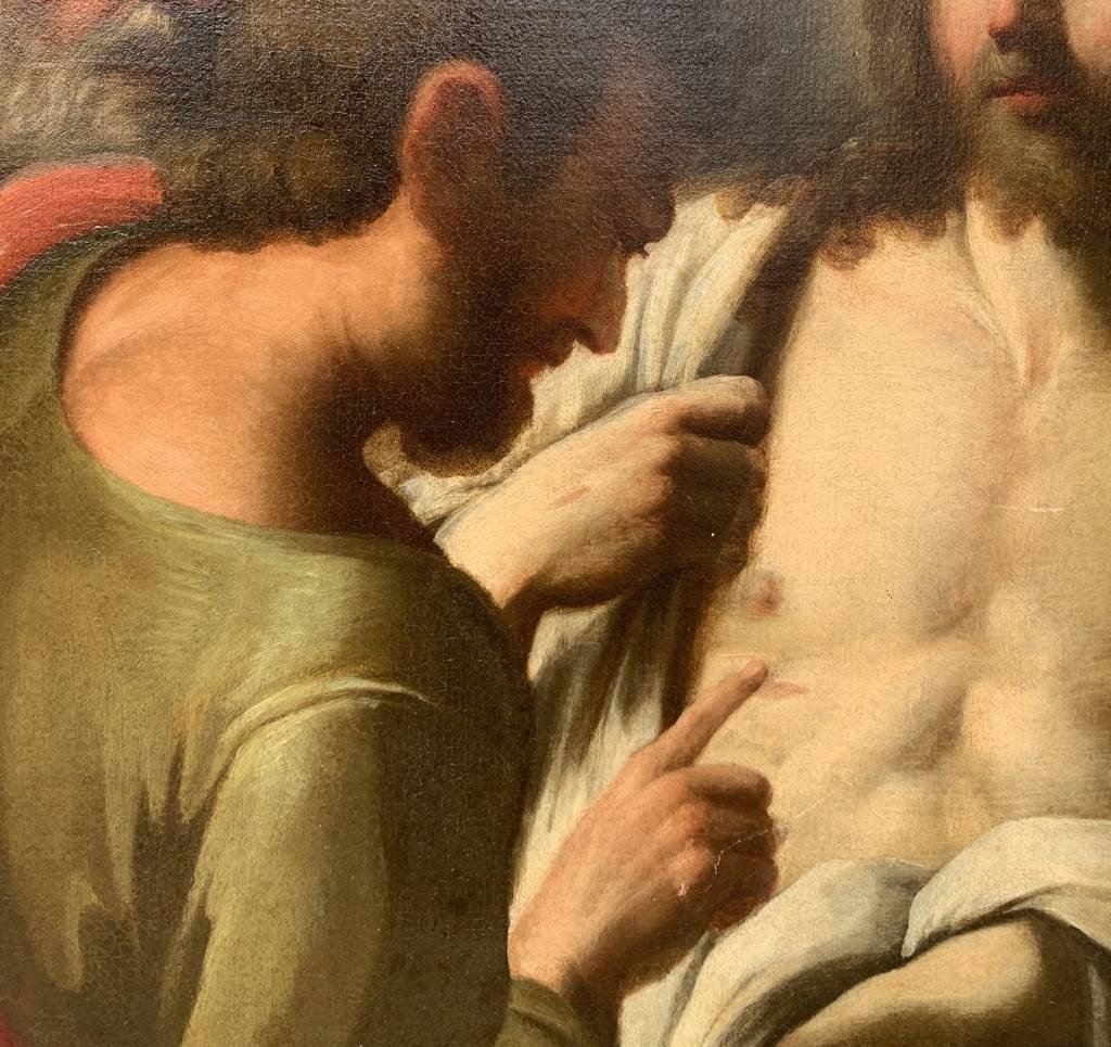 Italian Painter (17th Century) - Incredulity Of Saint Thomas.-photo-2