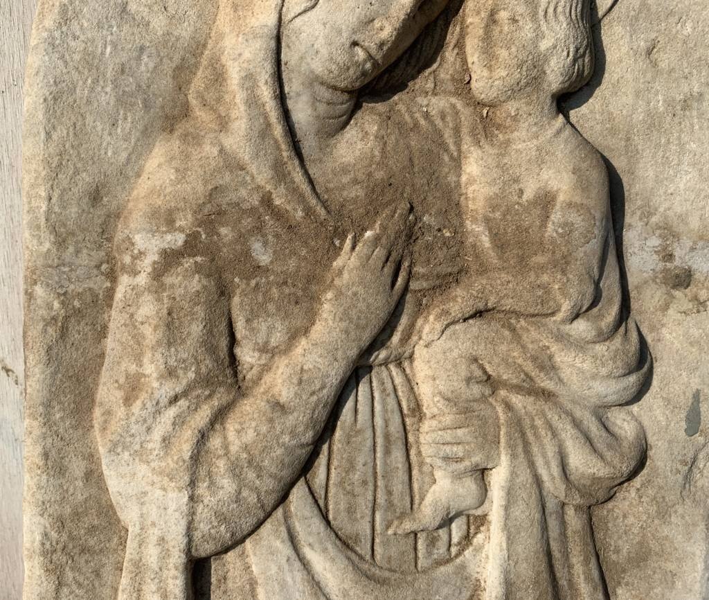 Bas-relief Stone Sculpture - Madonna And Child - Italy, 16th Century.-photo-4