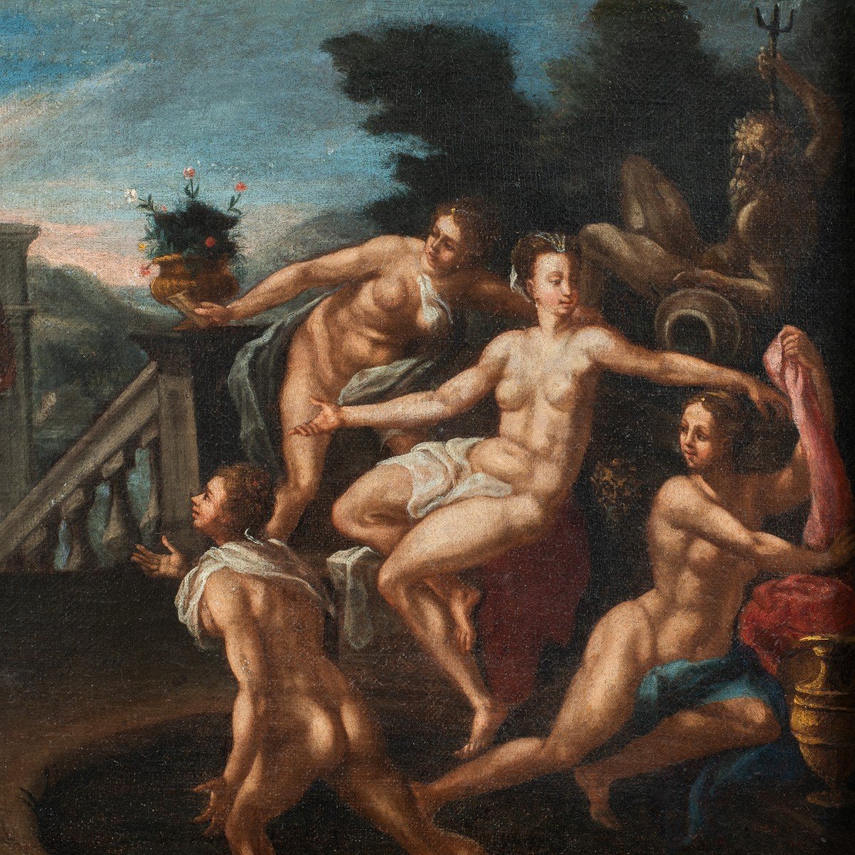 Italian Master (17th Century) - David And Bathsheba Bathing.-photo-2