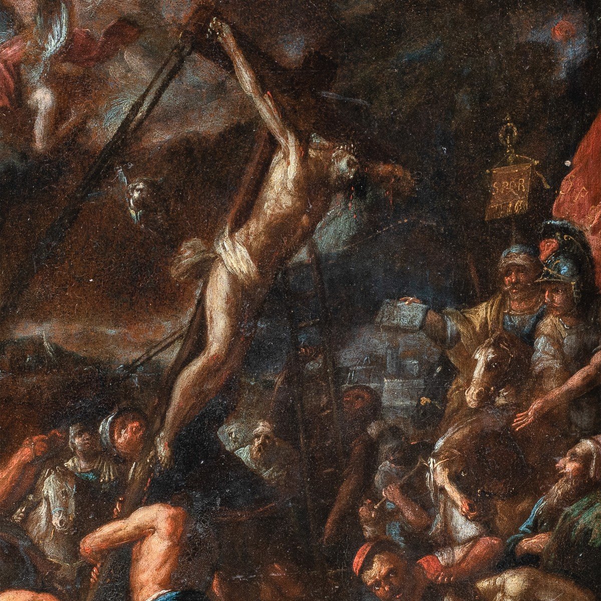 Tuscan Master (17th Century) - Raising Of The Cross.-photo-2