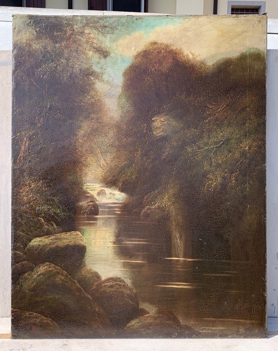 W. Miller (britannique, Fin Du XIXe Siècle) - Paysage Boisé Avec Ruisseau.-photo-4