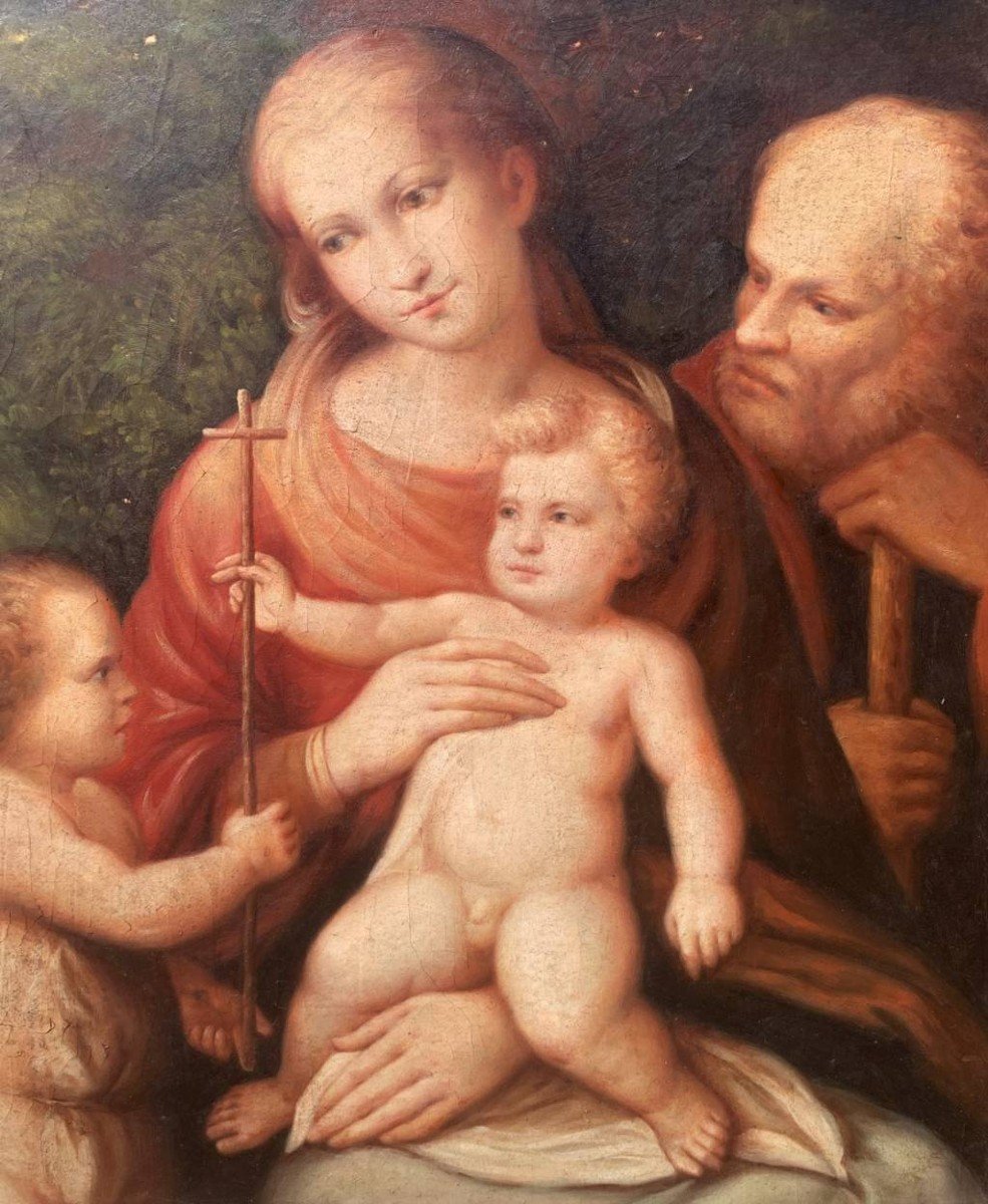 Peintre Italien (xviiie-xixe Siècle) - Sainte Famille Avec l'Enfant Saint Jean.-photo-2