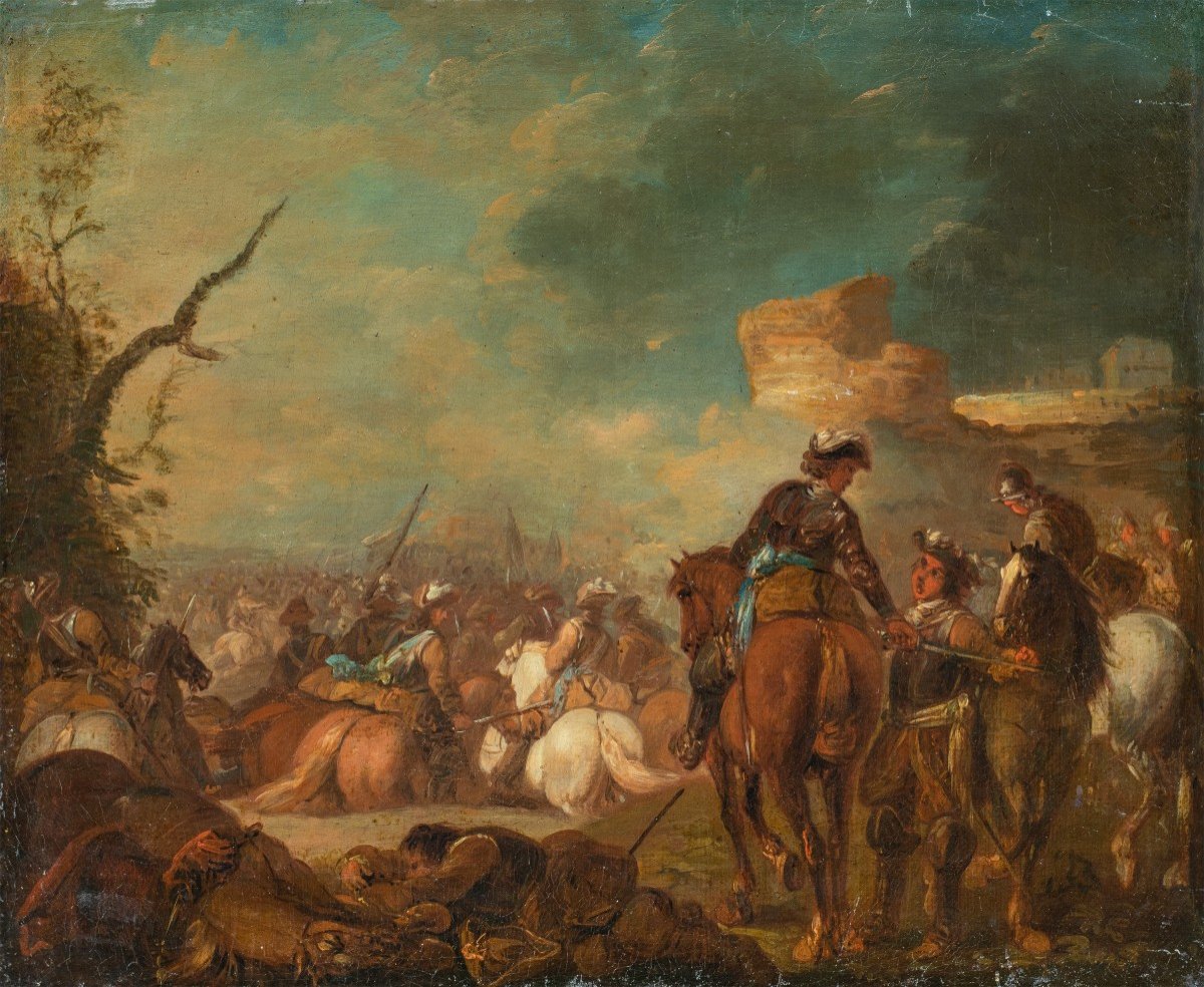 Joseph Parrocel (brignoles 1646 - Paris 1704) Attr. A - Departure For Battle.