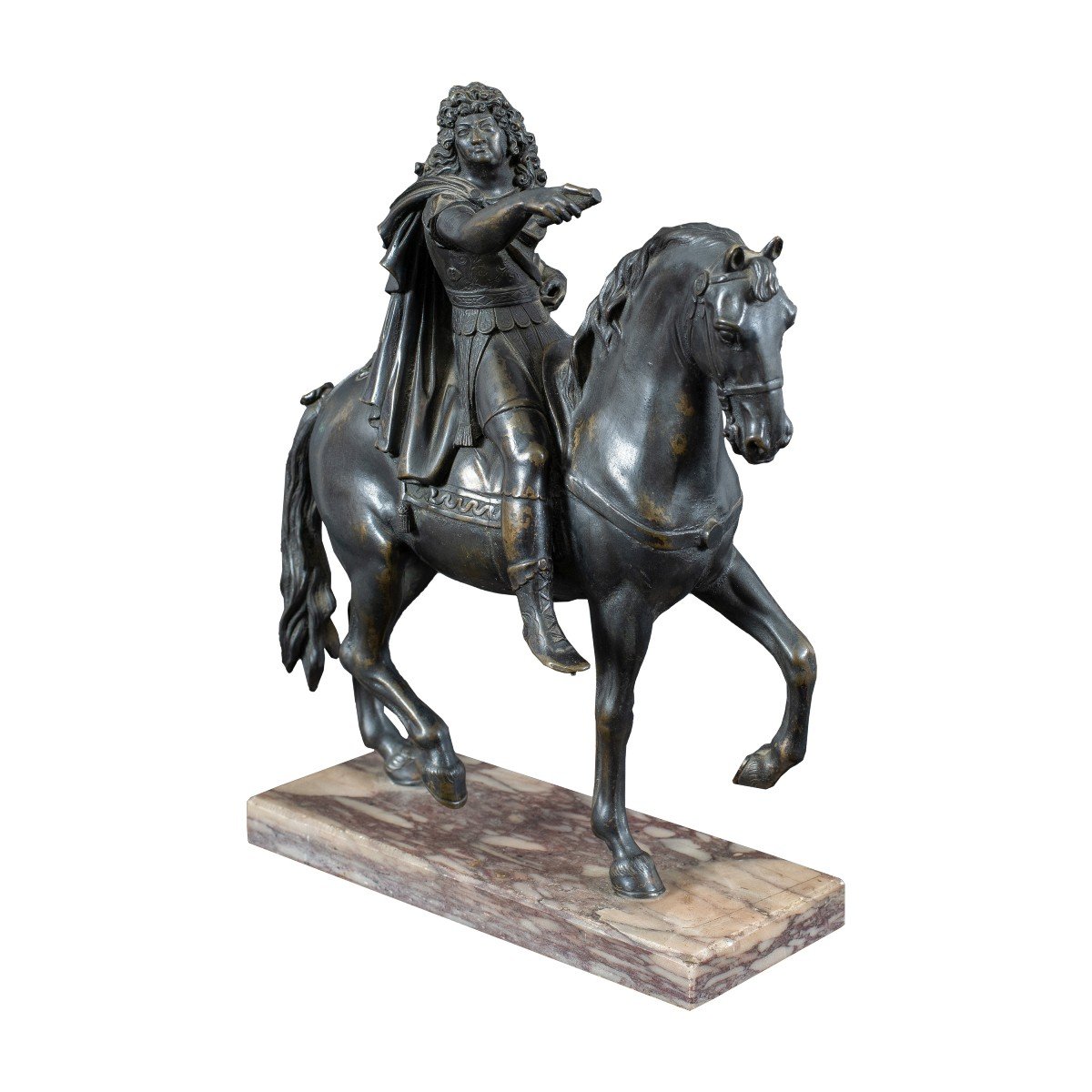 Sculpteur Français (18ème Siècle) - Le Roi Louis 14 En Chef Romain à Cheval.-photo-2