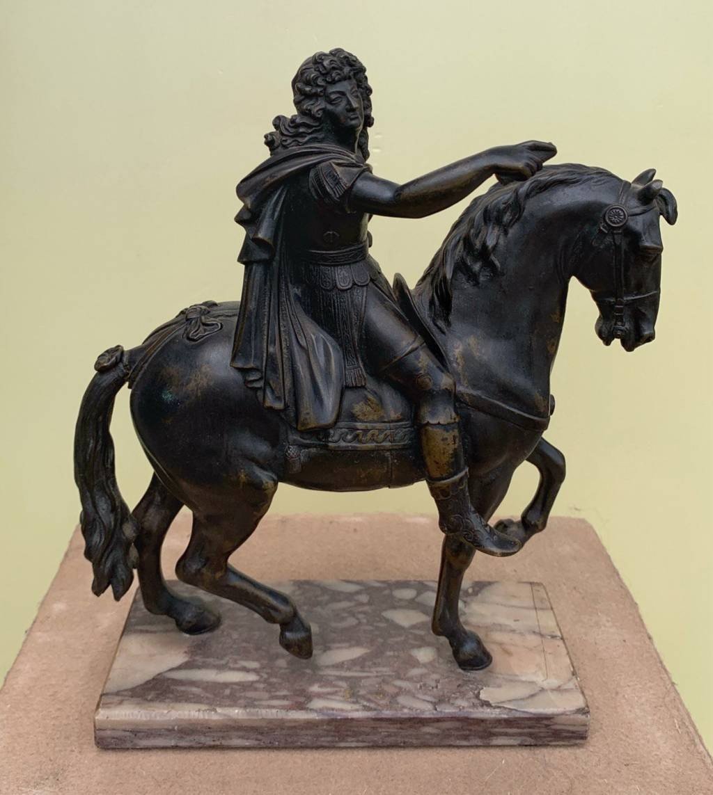 Sculpteur Français (18ème Siècle) - Le Roi Louis 14 En Chef Romain à Cheval.-photo-1