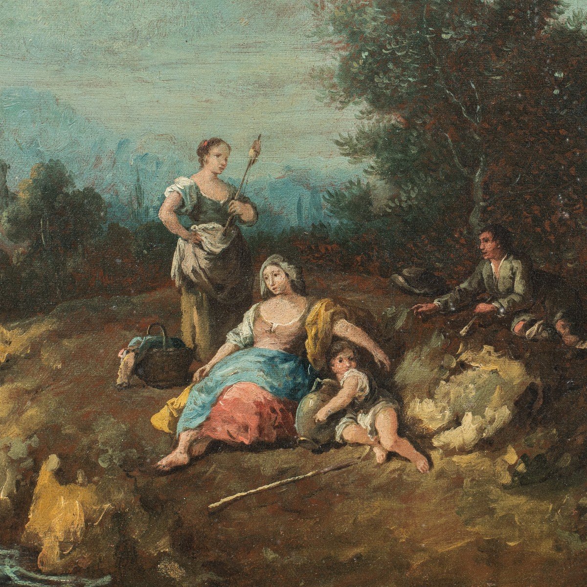 Giuseppe Zais (forno Di Canale 1709 - Treviso 1784) - Landscape With Shepherds And Spinner.-photo-2