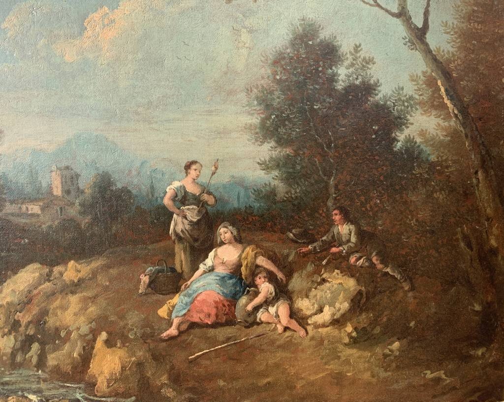 Giuseppe Zais (forno Di Canale 1709 - Treviso 1784) - Landscape With Shepherds And Spinner.-photo-2