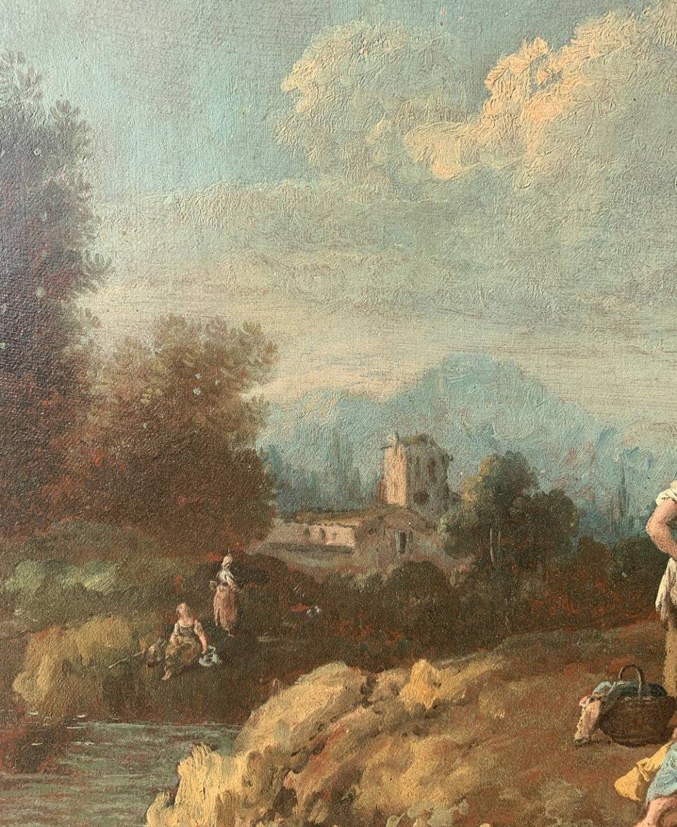 Giuseppe Zais (forno Di Canale 1709 - Treviso 1784) - Landscape With Shepherds And Spinner.-photo-3