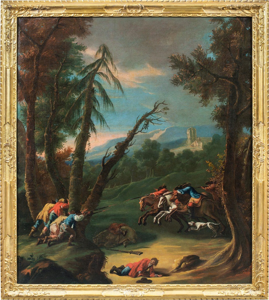 Gaspare Diziani (belluno 1689 - Venise 1767) - Affrontement Entre Soldats Et Brigands.