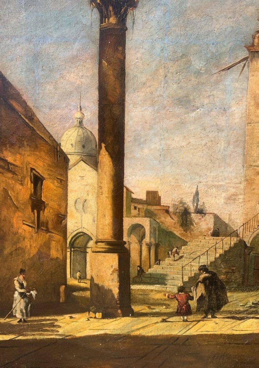 Francesco Guardi (venise 1712 - Venise 1793) Disciple De - Portique Vénitien.-photo-2