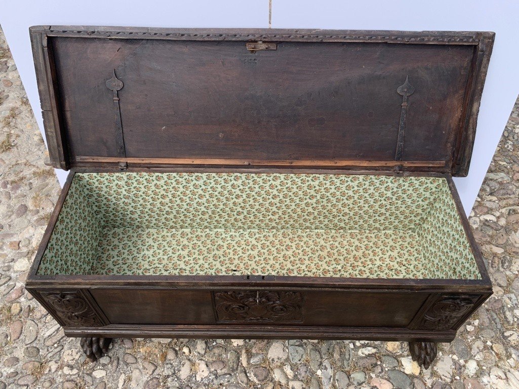 Carved Walnut Chest. Italy, 17th Century.-photo-1