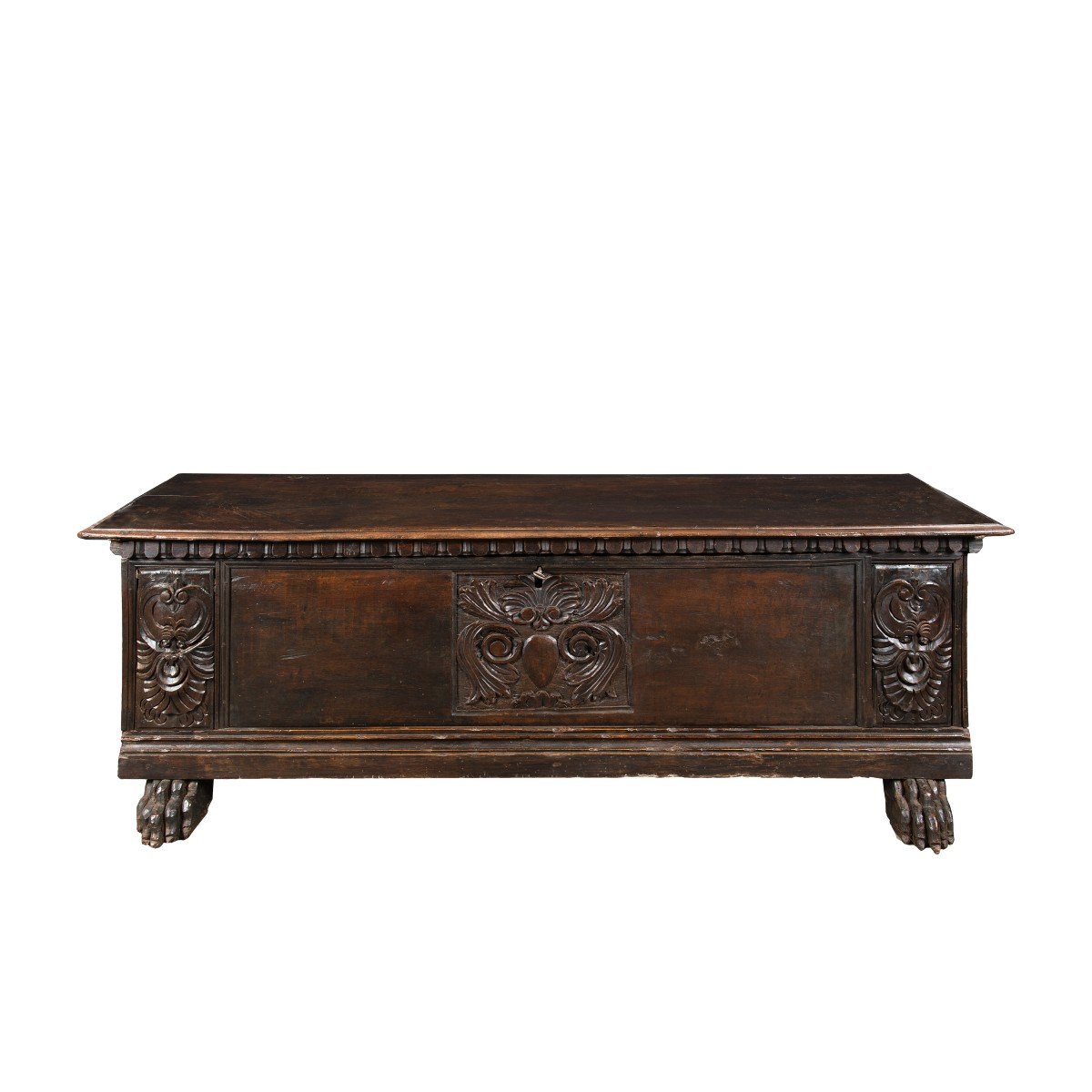 Carved Walnut Chest. Italy, 17th Century.