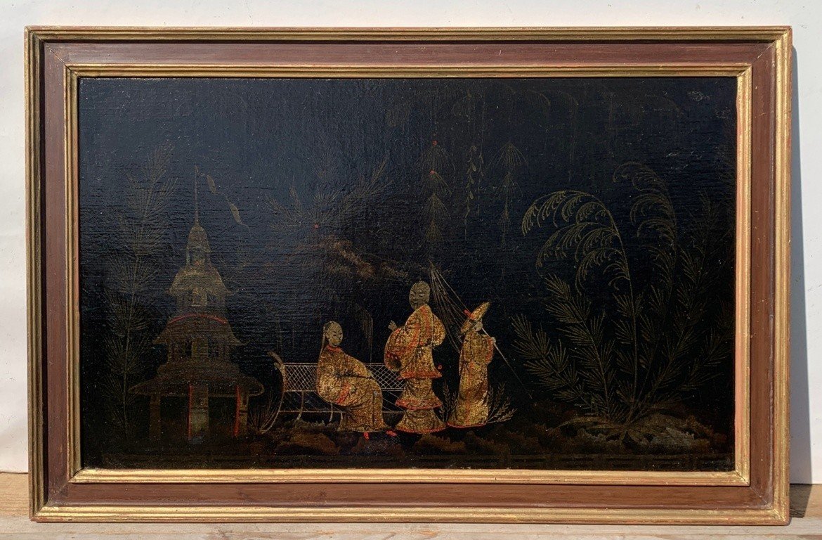 Peintre Chinois (18ème Siècle) - Scène Orientale Avec Pagode.-photo-4