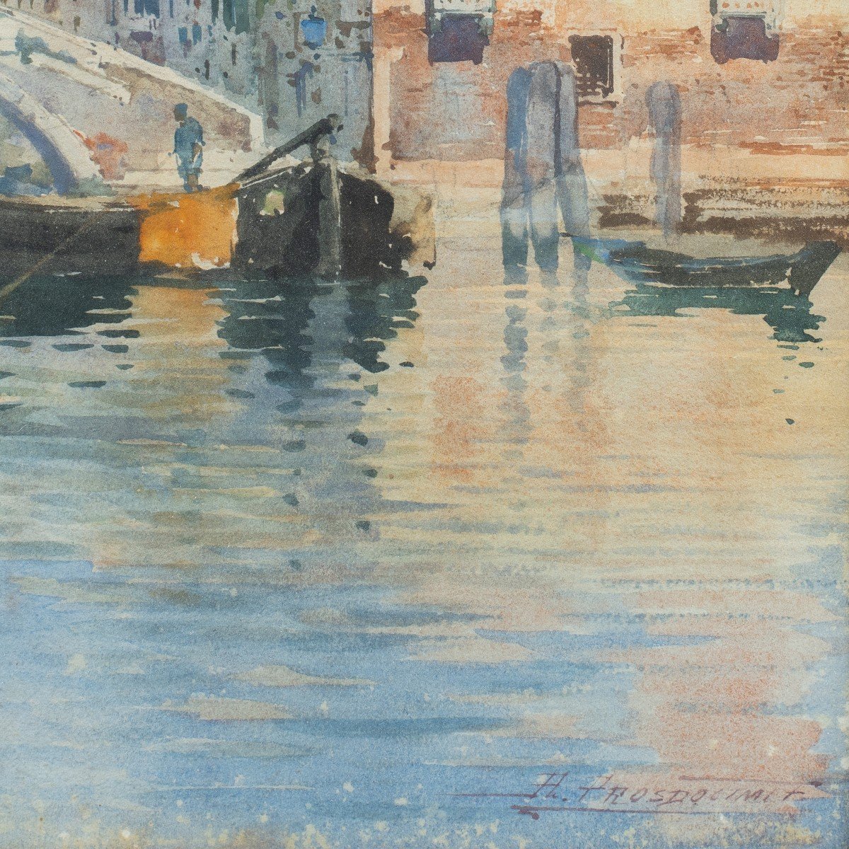 Alberto Prosdocimi (venice 1852 - Venice 1925) - Glimpse Of Venice.-photo-2