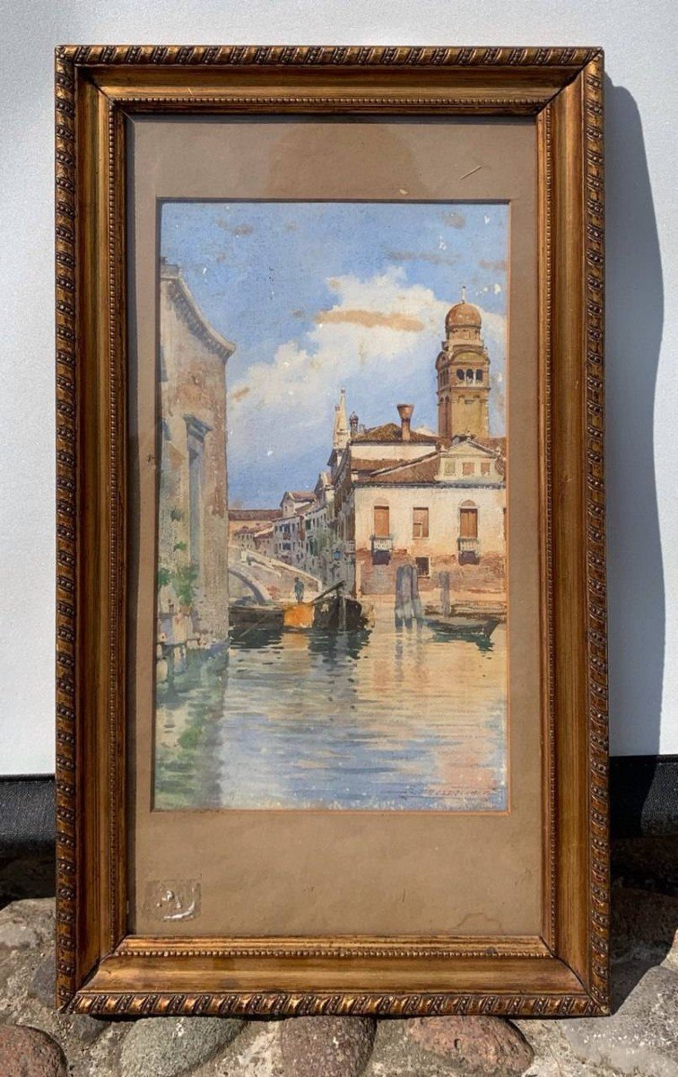 Alberto Prosdocimi (venice 1852 - Venice 1925) - Glimpse Of Venice.-photo-4