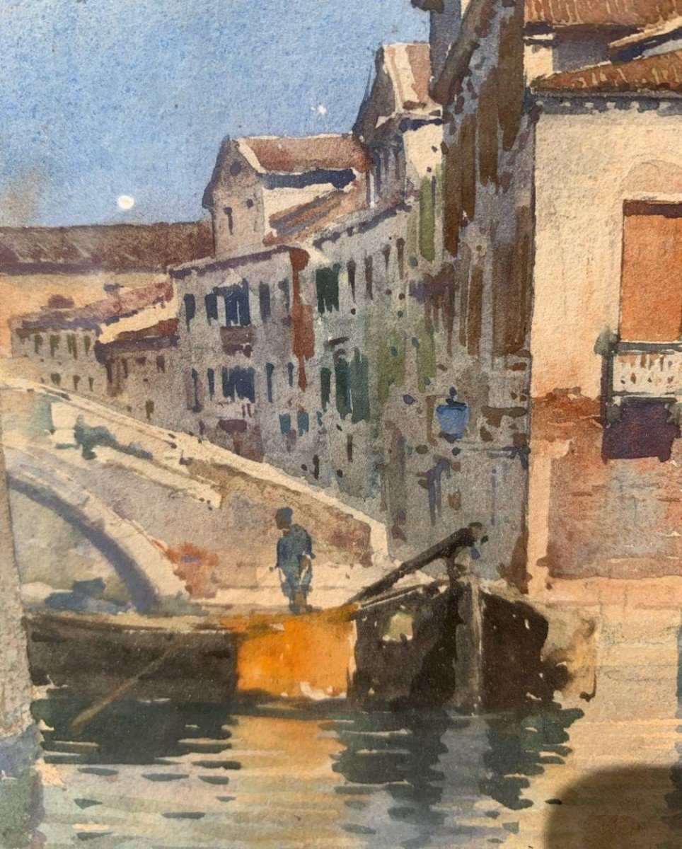 Alberto Prosdocimi (venice 1852 - Venice 1925) - Glimpse Of Venice.-photo-1