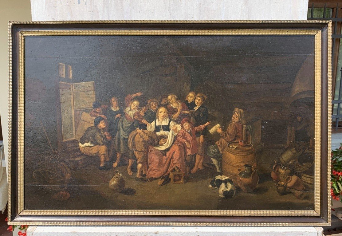 Peintre Hollandais (18e-19e Siècle) - Fessée à La Taverne.-photo-1