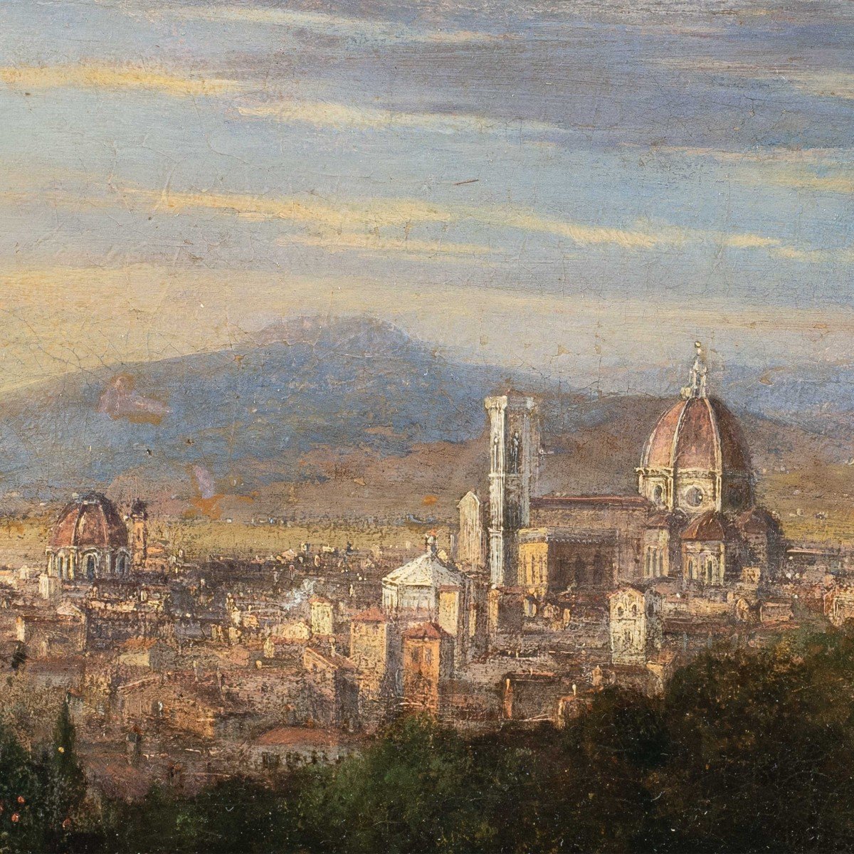 Peintre Florentin (xviiie-xixe Siècle) - Vue De Florence Depuis La Piazzale Michelangelo.-photo-2