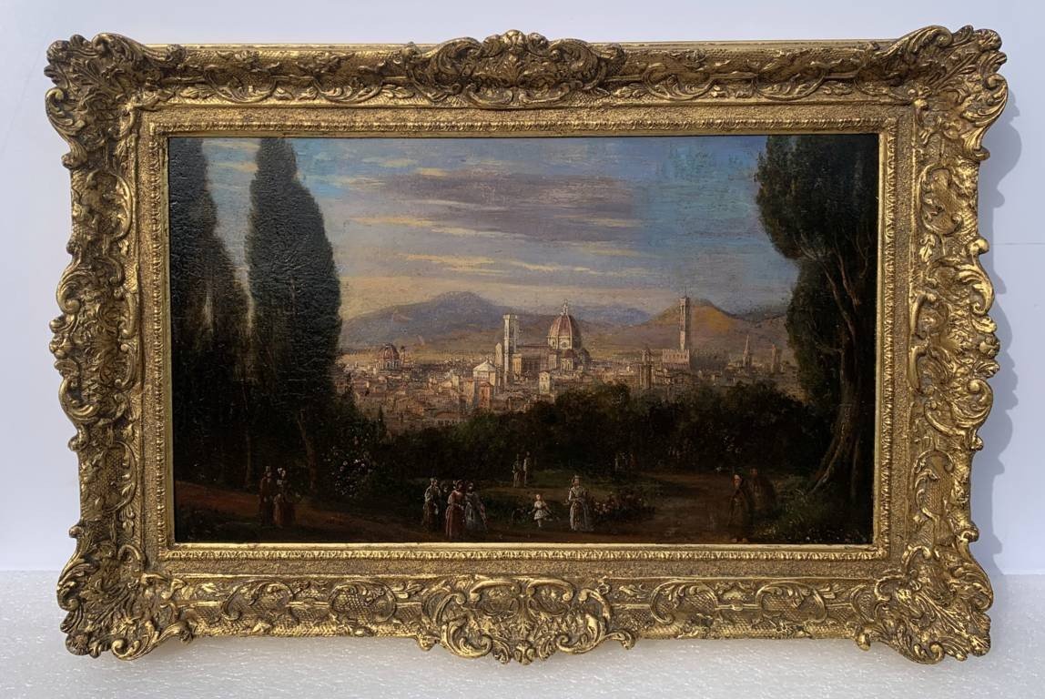 Peintre Florentin (xviiie-xixe Siècle) - Vue De Florence Depuis La Piazzale Michelangelo.-photo-1