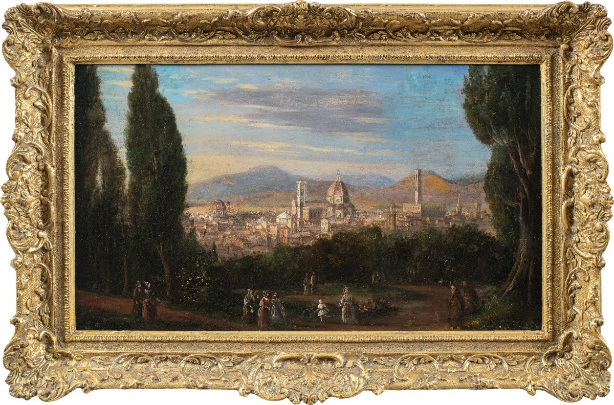 Peintre Florentin (xviiie-xixe Siècle) - Vue De Florence Depuis La Piazzale Michelangelo.