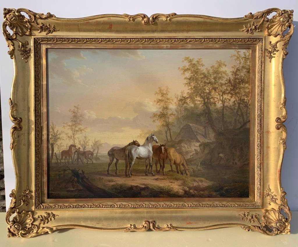 English Painter (18th Century) - Horses At The River.-photo-4