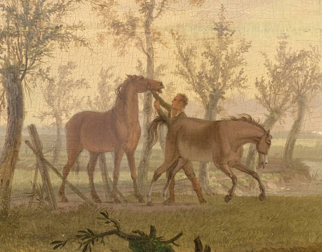 English Painter (18th Century) - Horses At The River.-photo-1