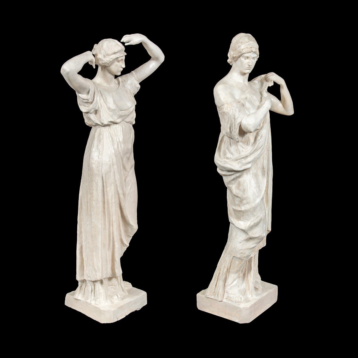 Pair Of Scagliola Sculptures - Roman Figures. Italy, 19th Century.-photo-2