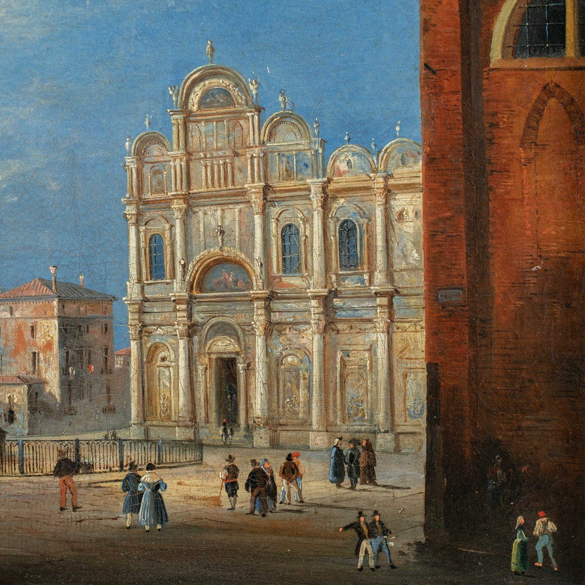 Venetian Painter (early 19th Century) - Venice, View Of The Campo Ss. Giovanni E Paolo -photo-2