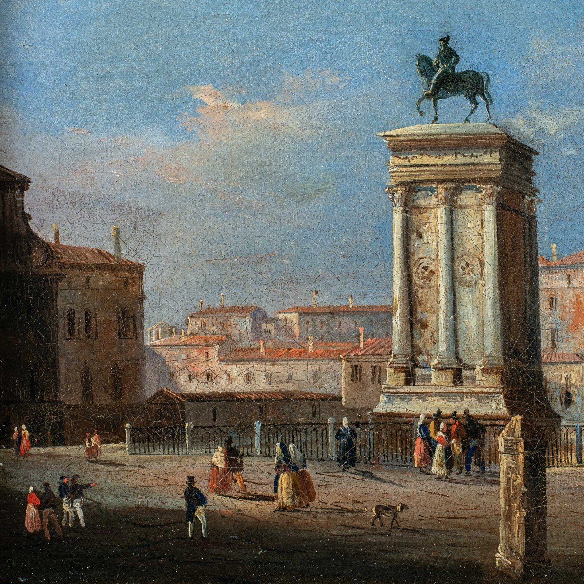 Venetian Painter (early 19th Century) - Venice, View Of The Campo Ss. Giovanni E Paolo -photo-3